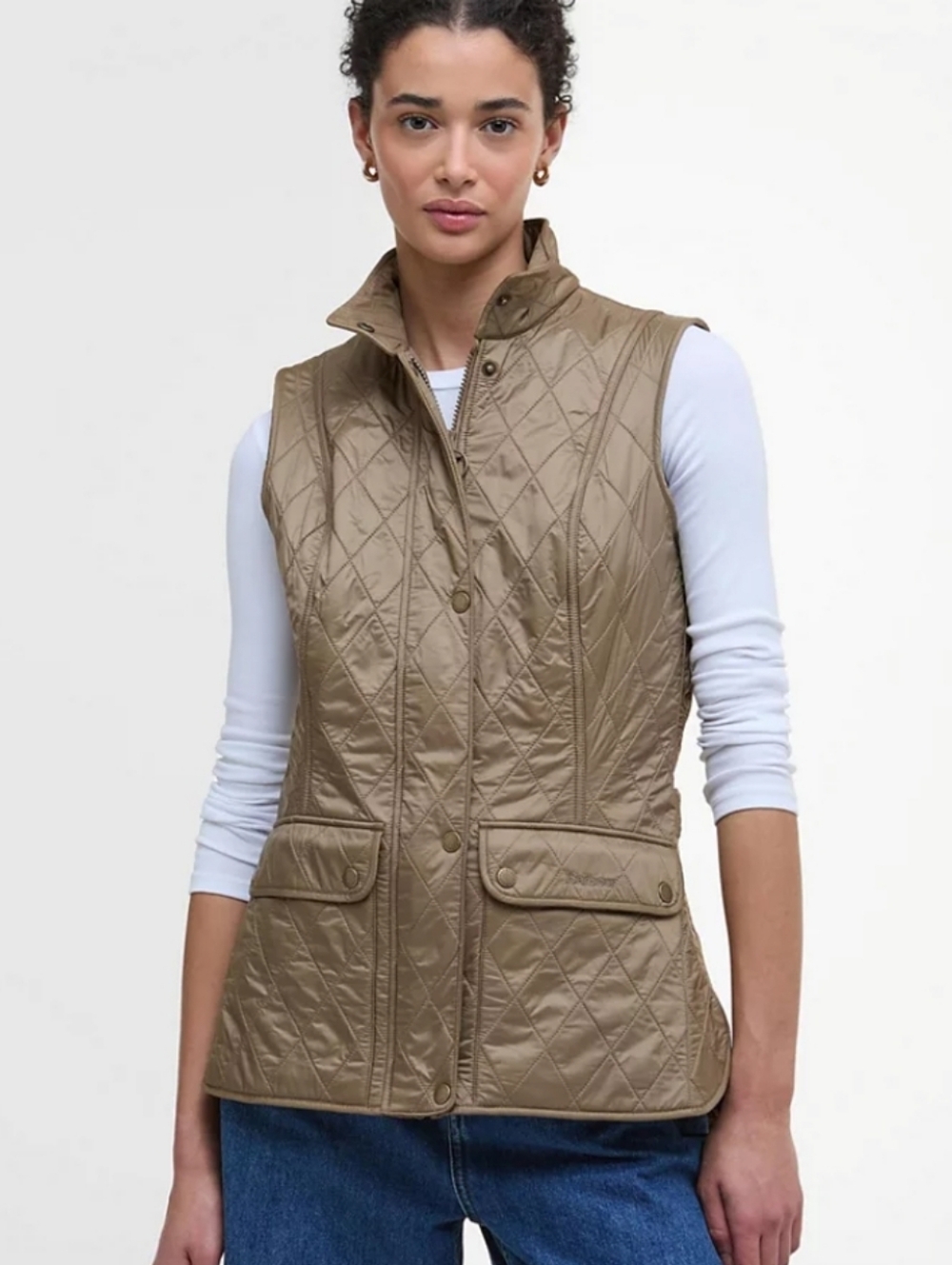 Barbour Wray Gilet Vest Quilted Khaki Quilted Fleece Lined Women's 8